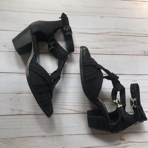 Free People Twisted T-Strap Heel with metal buckle